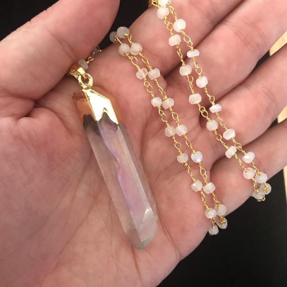 Quartz and White Moonstone Necklace - Picture 2 of 3